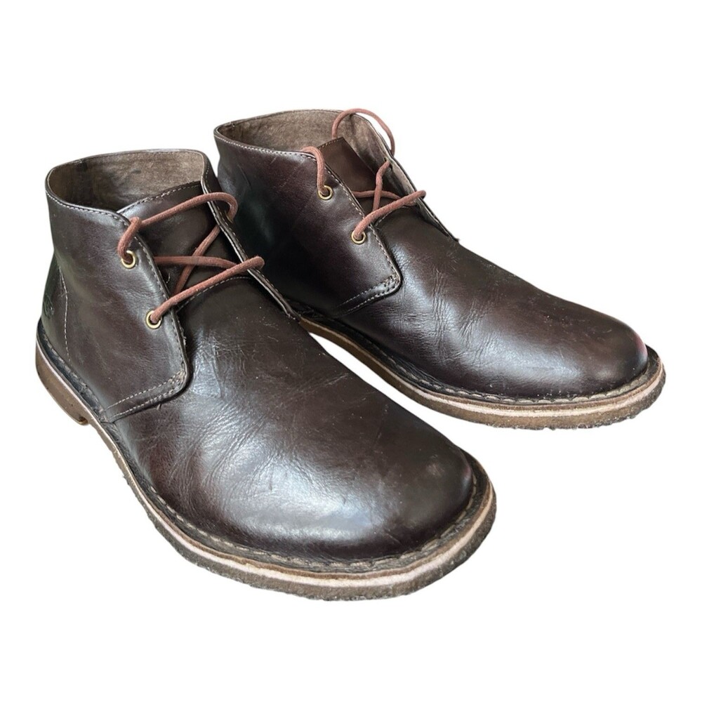 UGG Leighton Chukka Mens Boots Dark Brown Ankle Lace  Gum Sole Size 10.5 READ